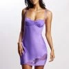 WNG Joslyn Satin Lace Slip Mini Dress - Purple