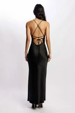 WNT Sydney Straight Neck Slip Maxi Dress - Black DRESSES
