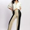 WNT All Bottoms Marley Wide Leg Contrast Pu Pant - Black Two Tone