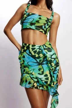 BSD Janice Asymmetric Skirt With Ruffles - Butterfly Print 10 BSD Janice Asymmetric Skirt With Ruffles - Butterfly Print