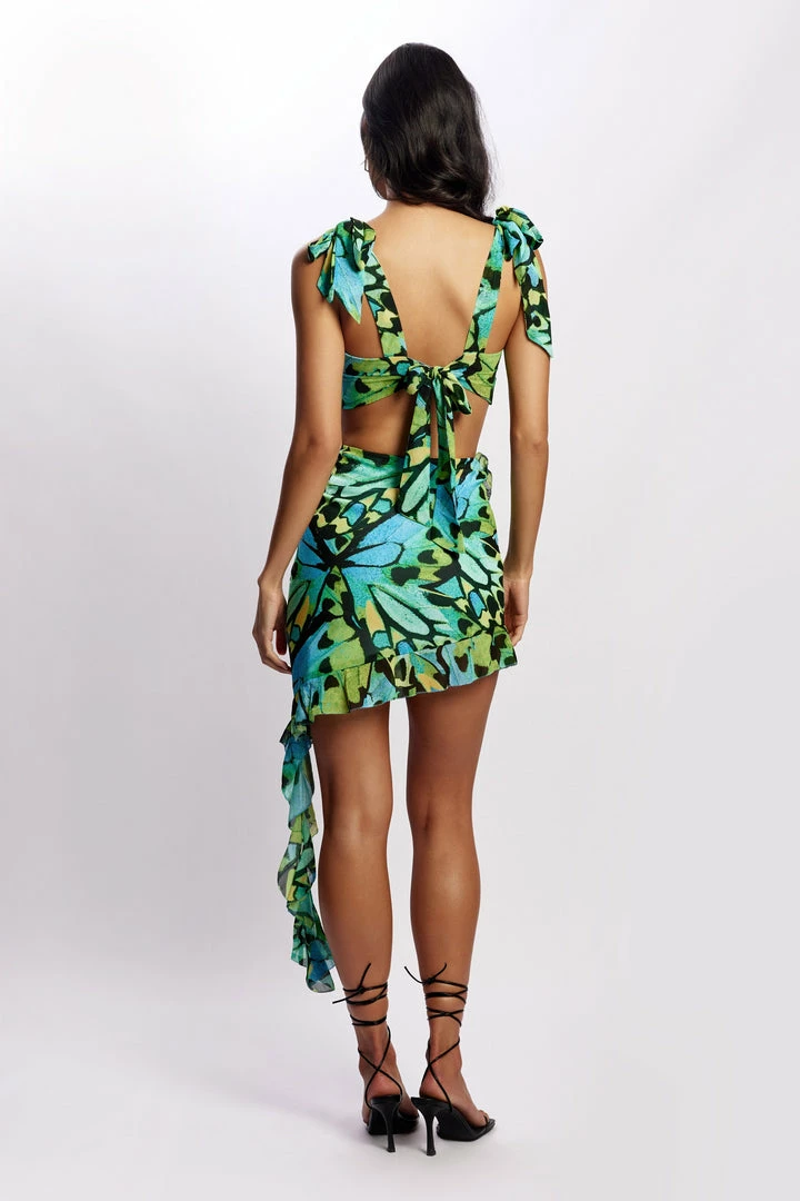 BSD Janice Asymmetric Skirt With Ruffles - Butterfly Print 2 BSD Janice Asymmetric Skirt With Ruffles - Butterfly Print