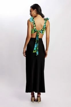 BSD Two Piece Sets Becka Side Twist Chiffon Top - Butterfly Print