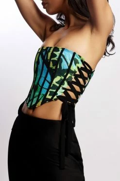 BSD Elizabeth Strapless Corset Top - Butterfly Print Two Piece Sets 9 BSD Elizabeth Strapless Corset Top - Butterfly Print Two Piece Sets