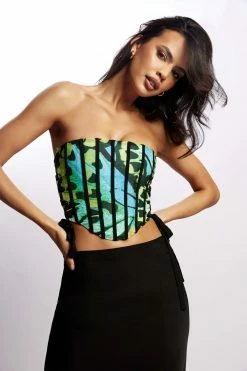 BSD Elizabeth Strapless Corset Top - Butterfly Print Two Piece Sets