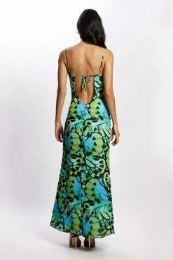 BSD DRESSES Zoe Cowl Front Printed Maxi Dress - Butterfly Print