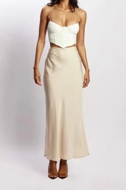 WNT Missy Maxi Satin Skirt - Champagne All Bottoms