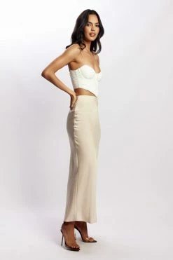 WNT Missy Maxi Satin Skirt - Champagne All Bottoms
