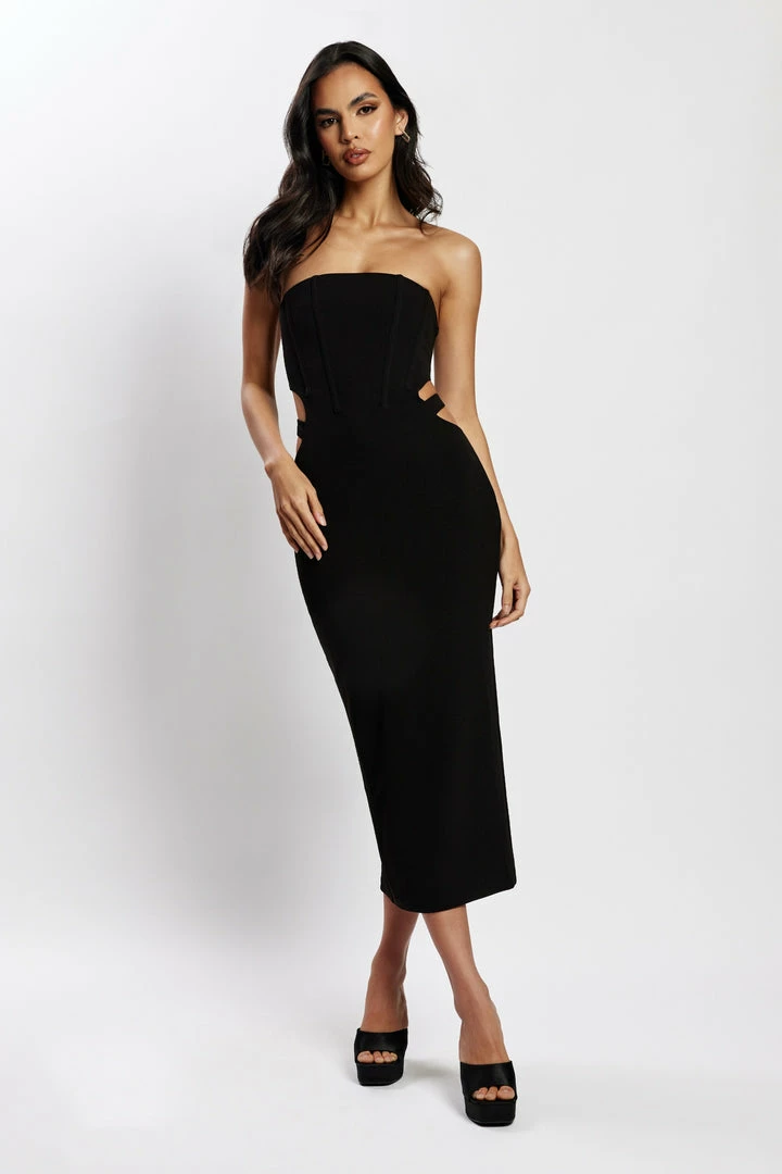 MESHKI U.S Catherine Cut Out Midi Dress - Black DRESSES 6 MESHKI U.S Catherine Cut Out Midi Dress - Black DRESSES