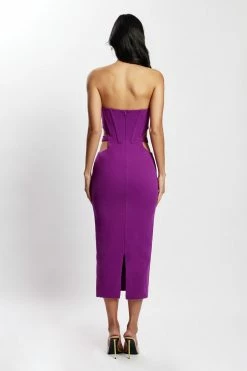 QNG Catherine Cut Out Midi Dress - Violet