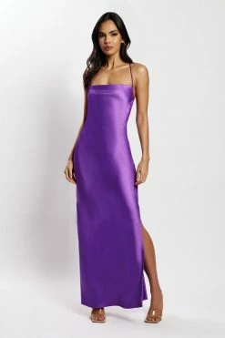 WNT Sydney Straight Neck Slip Maxi Dress - Purple