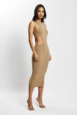 SOP Lela Cut Out Midi Dress - Taupe 12 SOP Lela Cut Out Midi Dress - Taupe