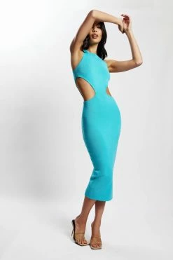 SOP Lela Cut Out Midi Dress - Aqua