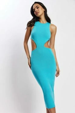 SOP Lela Cut Out Midi Dress - Aqua