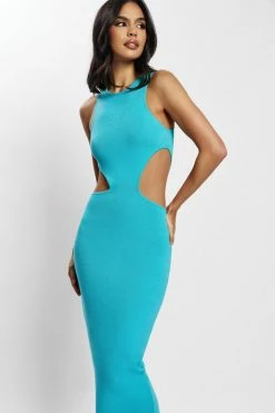 SOP Lela Cut Out Midi Dress - Aqua