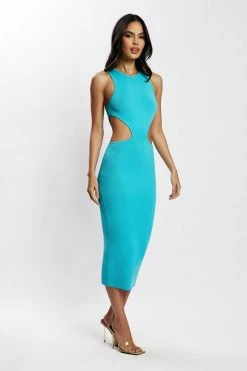 SOP Lela Cut Out Midi Dress - Aqua