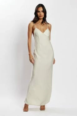 JLW Baily Satin Maxi Dress - Silver