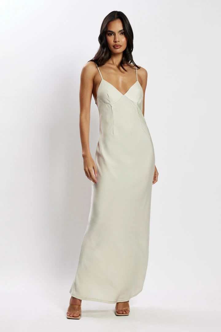 JLW Baily Satin Maxi Dress - Silver 1 JLW Baily Satin Maxi Dress - Silver