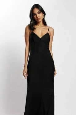 JLW DRESSES Baily Satin Maxi Dress - Black