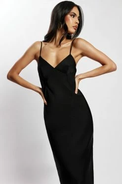 JLW DRESSES Baily Satin Maxi Dress - Black