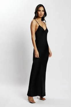 JLW DRESSES Baily Satin Maxi Dress - Black