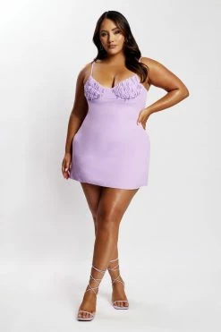 BSD DRESSES Amelie Shirring Bust Slip Dress - Lilac 19 BSD DRESSES Amelie Shirring Bust Slip Dress - Lilac