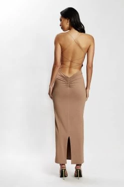 WXI DRESSES Sabine Backless Maxi Dress - Latte