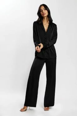 WNT All Bottoms Emelie Satin Pants - Black