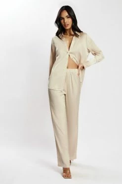 WNT Emelie Satin Pants - Champagne All Bottoms