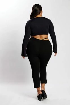 BSD All Bottoms Irene Pants With V Front Cut Out - Black 18 BSD All Bottoms Irene Pants With V Front Cut Out - Black