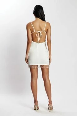 AMC Darcie Fringe Mini Dress - White