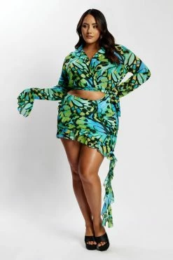 BSD Janice Asymmetric Skirt With Ruffles - Butterfly Print 14 BSD Janice Asymmetric Skirt With Ruffles - Butterfly Print