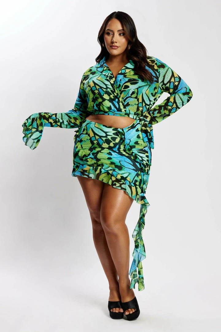 BSD Janice Asymmetric Skirt With Ruffles - Butterfly Print 7 BSD Janice Asymmetric Skirt With Ruffles - Butterfly Print