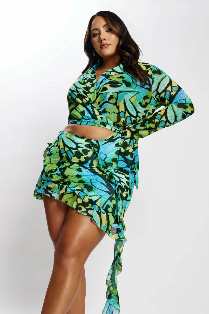 BSD Janice Asymmetric Skirt With Ruffles - Butterfly Print 6 BSD Janice Asymmetric Skirt With Ruffles - Butterfly Print