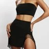 AMC Stephanie Fringe Mini Skirt - Black
