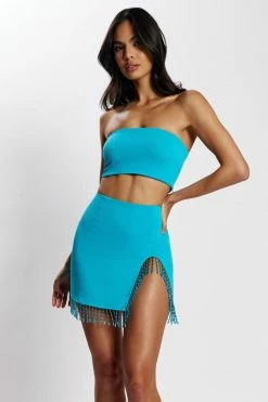AMC Stephanie Crepe Bandeau - Aqua Two Piece Sets