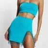AMC Two Piece Sets Stephanie Fringe Mini Skirt - Aqua