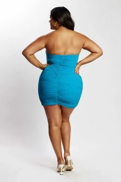 WNT DRESSES Suzanna Ruched Mini Dress - Marine Blue