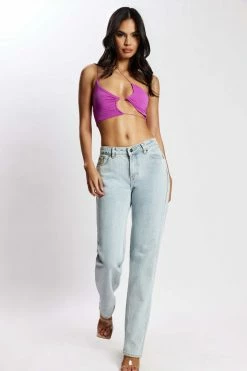 WXI All Tops Montana Ruched Cut Out Crop Top - Violet 13 WXI All Tops Montana Ruched Cut Out Crop Top - Violet