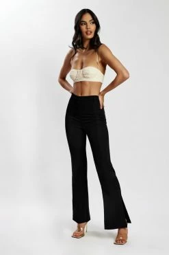 WNT Arabella Flared Split Side Pants - Black