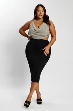 BSD Shanice Glomesh Drape Top - Silver All Tops 13 BSD Shanice Glomesh Drape Top - Silver All Tops