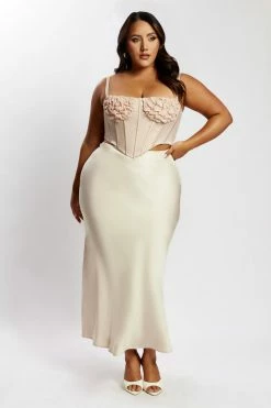 WNT Missy Maxi Satin Skirt - Champagne All Bottoms