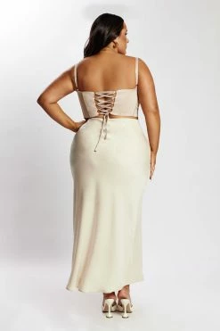 WNT Missy Maxi Satin Skirt - Champagne All Bottoms