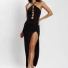 WXI Ally Beaded Halter Maxi Dress - Black DRESSES