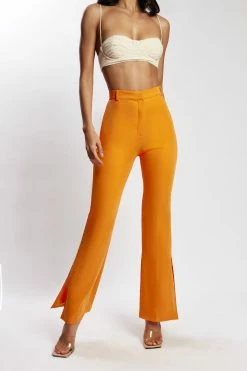 WNT Arabella Flared Split Side Pants - Tangerine Two Piece Sets