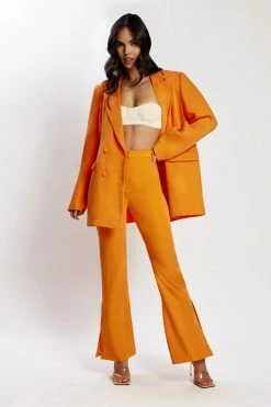WNT Arabella Flared Split Side Pants - Tangerine Two Piece Sets