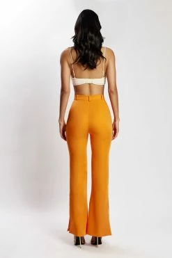 WNT Arabella Flared Split Side Pants - Tangerine Two Piece Sets