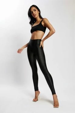 DGH All Bottoms Zima Leatherette Corsetted High Waisted Pants - Black