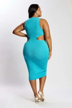 SOP Lela Cut Out Midi Dress - Aqua