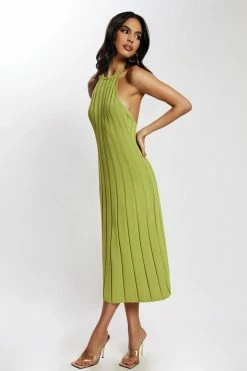 SHN Adrienne Halter Neck Midi Dress - Olive DRESSES