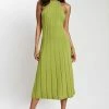 SHN Adrienne Halter Neck Midi Dress - Olive DRESSES
